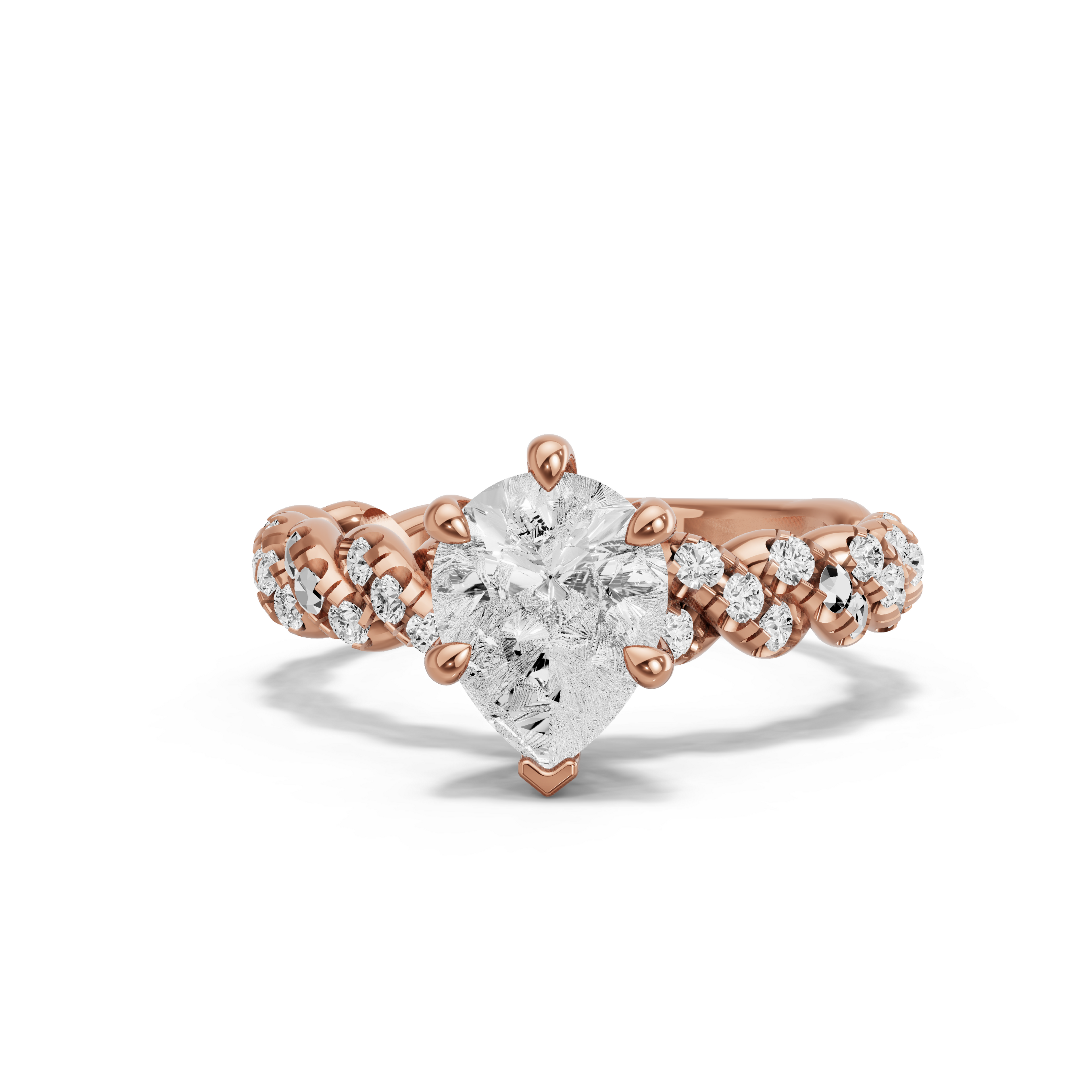 Image for pear-six-prong-ring-with-twist-pave-band-in-10k-rose-gold
