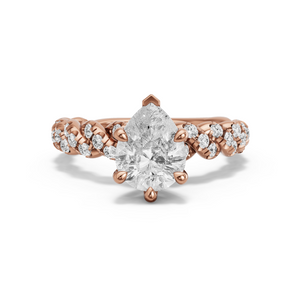 Image for Pear Six Prong Ring with Twist Pave band