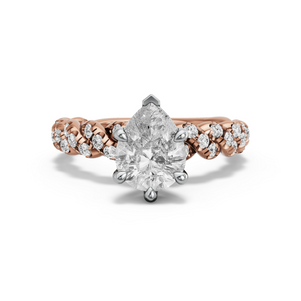 Image for Pear Six Prong Ring with Twist Pave band