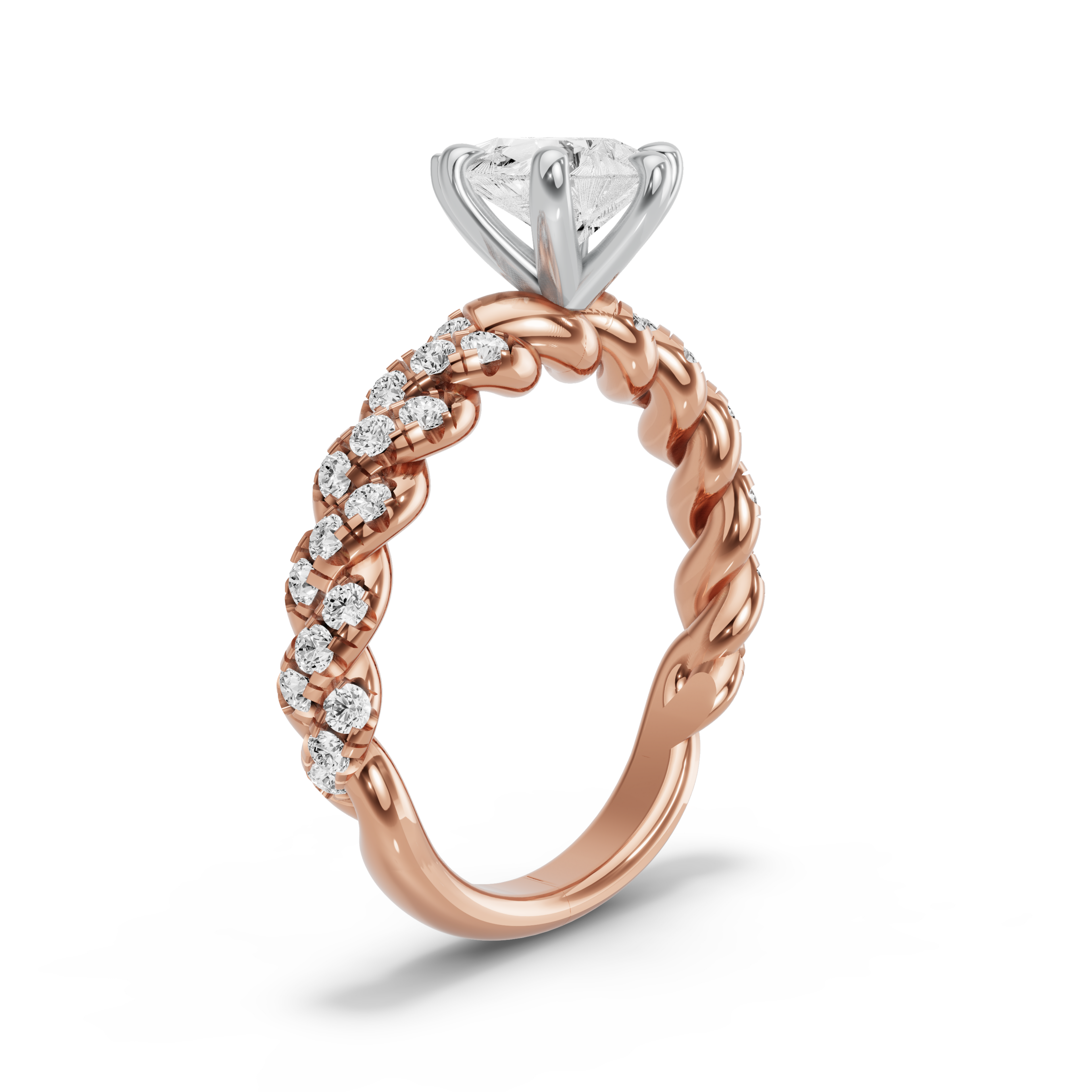 Image for pear-six-prong-ring-with-twist-pave-band-in-10k-two-tone-rose-gold