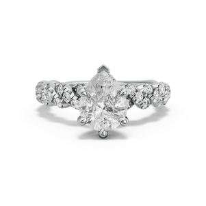 Image for Pear Six Prong Ring with Twist Pave band
