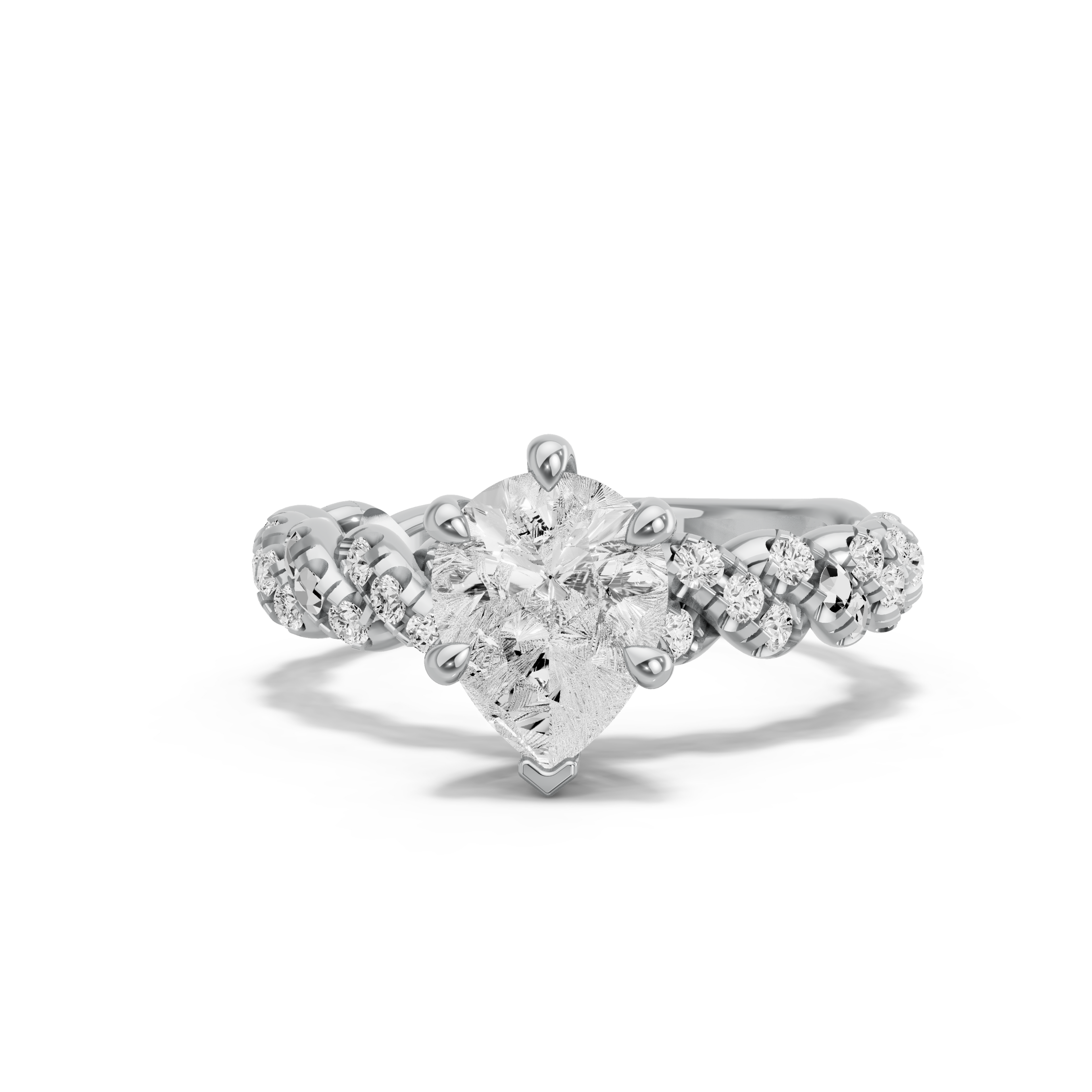 Image for pear-six-prong-ring-with-twist-pave-band-in-950-platinum