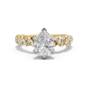 Image for Pear Six Prong Ring with Twist Pave band