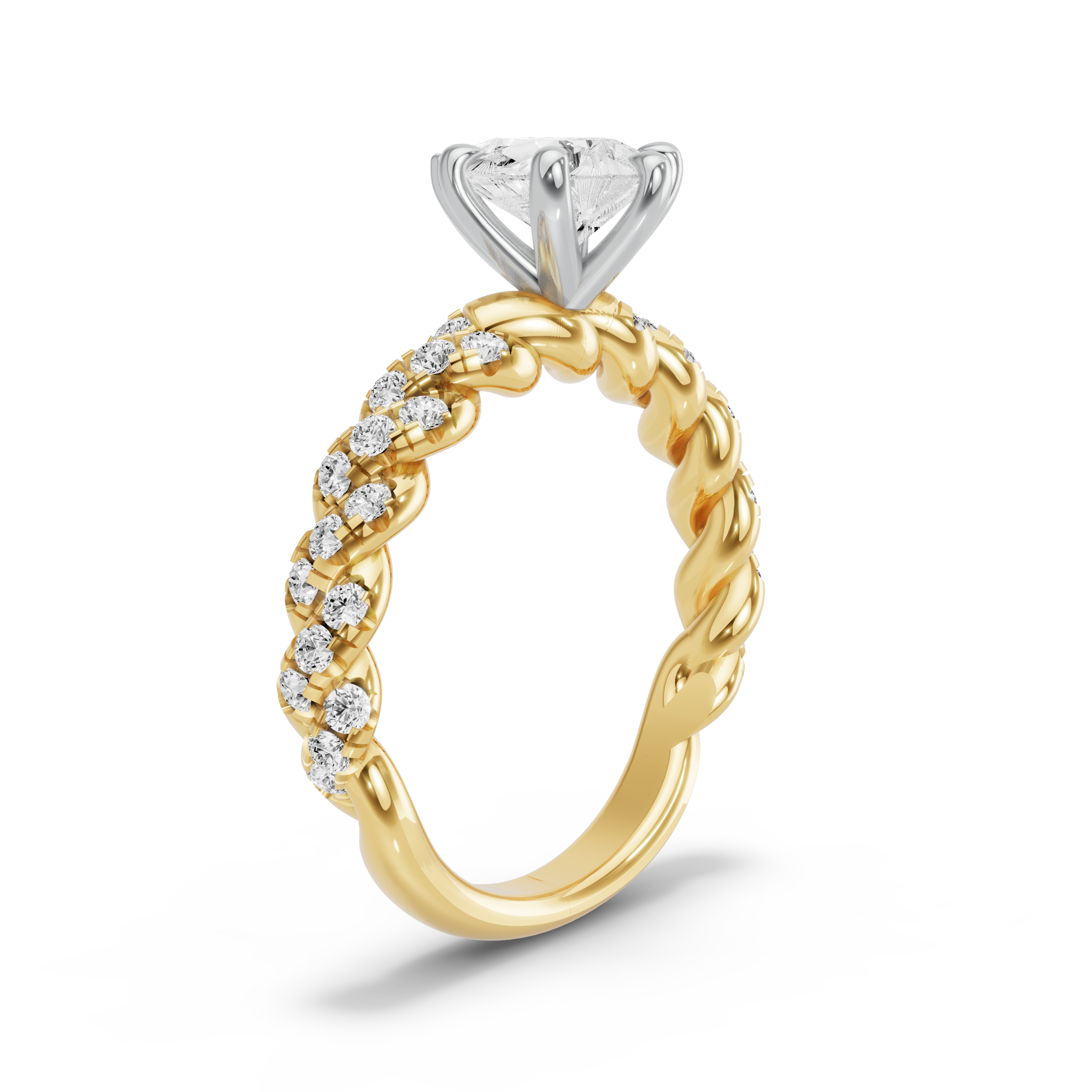 Image for pear-six-prong-ring-with-twist-pave-band-in-10k-two-tone-yellow-gold