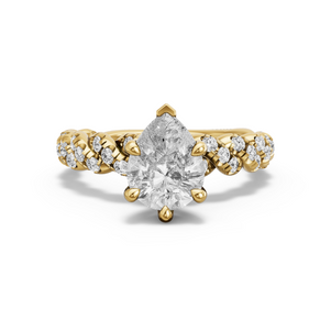 Image for Pear Six Prong Ring with Twist Pave band
