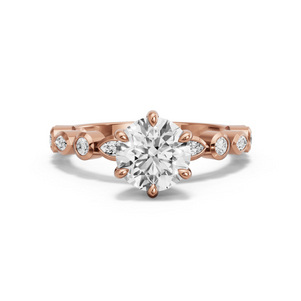 Image for Round Six Prong Ring with Alternating Marquise band