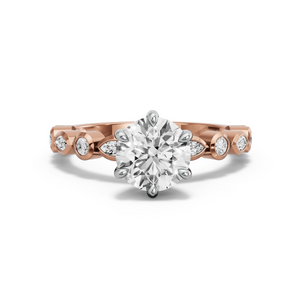 Image for Round Six Prong Ring with Alternating Marquise band