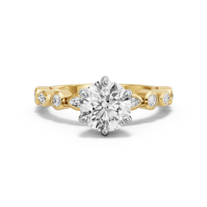 Image for Round Six Prong Ring with Alternating Marquise band