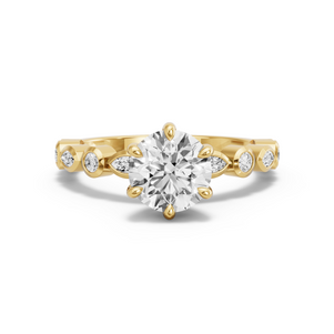 Image for Round Six Prong Ring with Alternating Marquise band