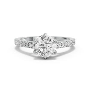 Image for Round Six Prong Ring with Cathedral Pave band