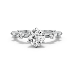 Image for Round Six Prong Ring with Floating Station band