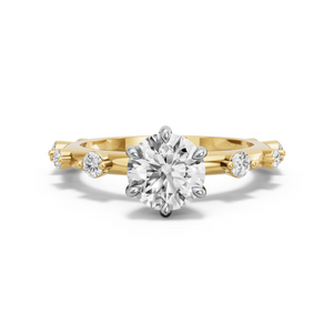Image for Round Six Prong Ring with Floating Station band
