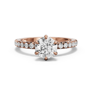 Image for Round Six Prong Ring with French Pave band