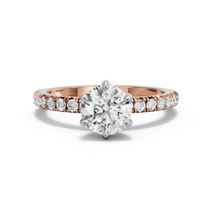 Image for Round Six Prong Ring with French Pave band