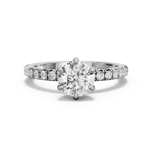 Image for Round Six Prong Ring with French Pave band