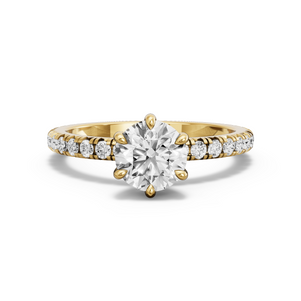 Image for Round Six Prong Ring with French Pave band