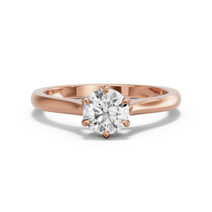 Image for Round Six Prong Ring with Knife Edge Cathedral band