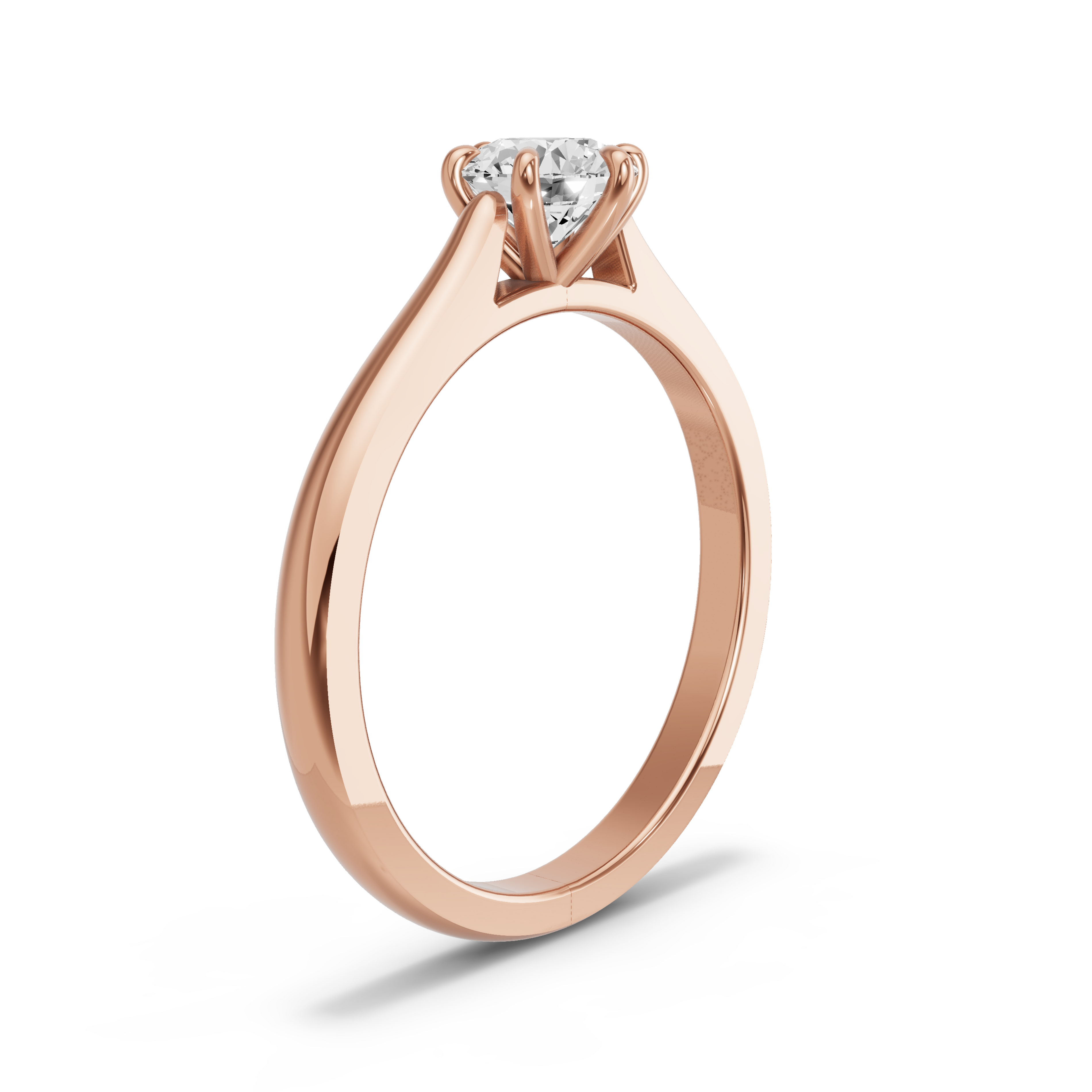 Image for Round Six Prong Ring with Knife Edge Cathedral band in 10K Rose Gold