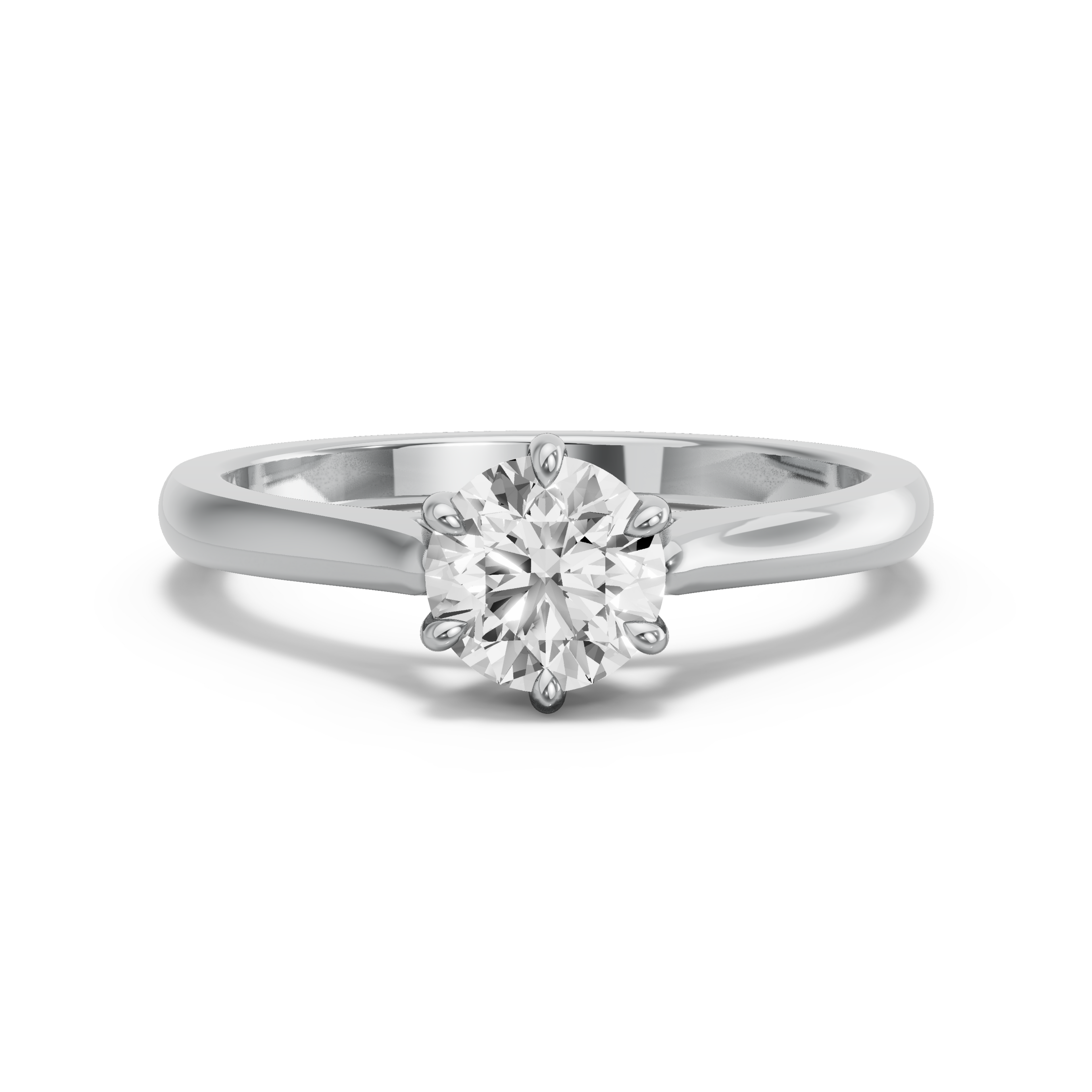 Image for Round Six Prong Ring with Knife Edge Cathedral band in 10K White Gold
