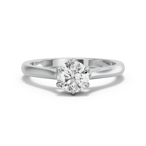 Image for Round Six Prong Ring with Knife Edge Cathedral band