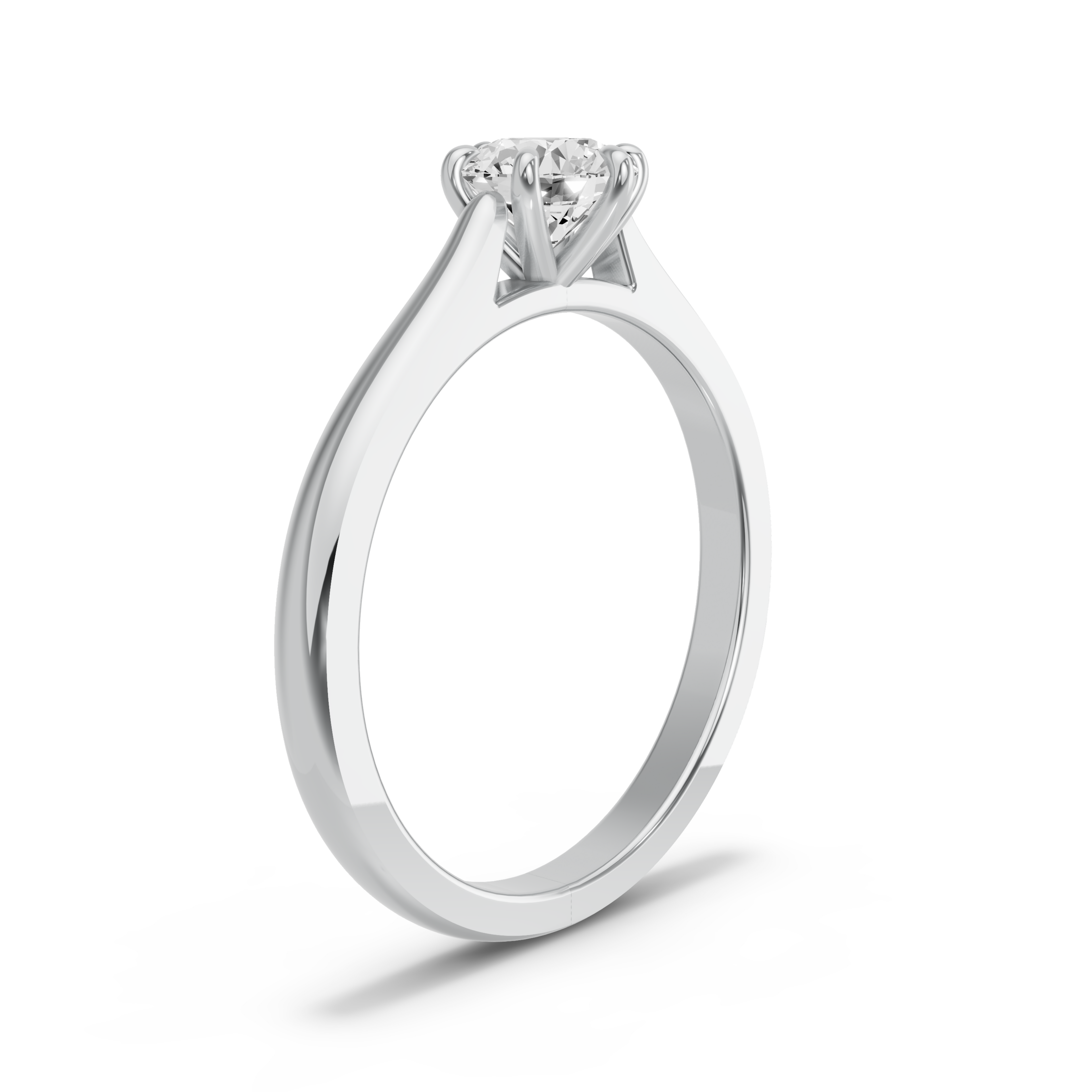 Image for Round Six Prong Ring with Knife Edge Cathedral band in 18K White Gold