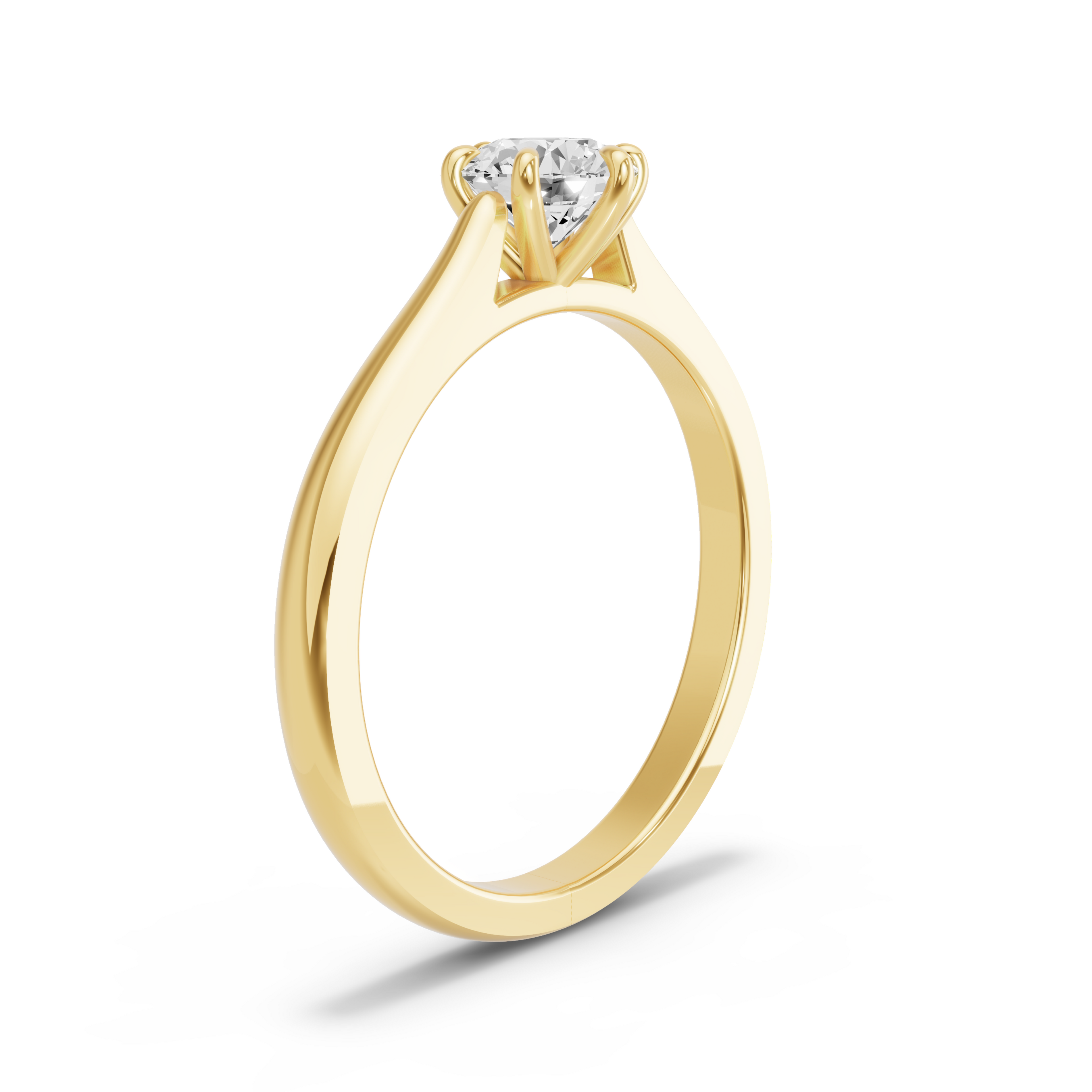 Image for Round Six Prong Ring with Knife Edge Cathedral band in 14K Yellow Gold
