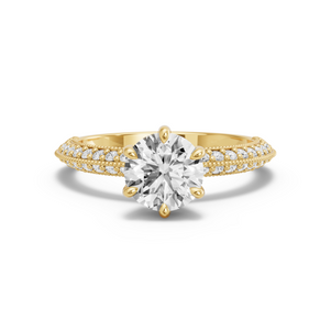 Image for Round Six Prong Ring with Knife Edge Pave band