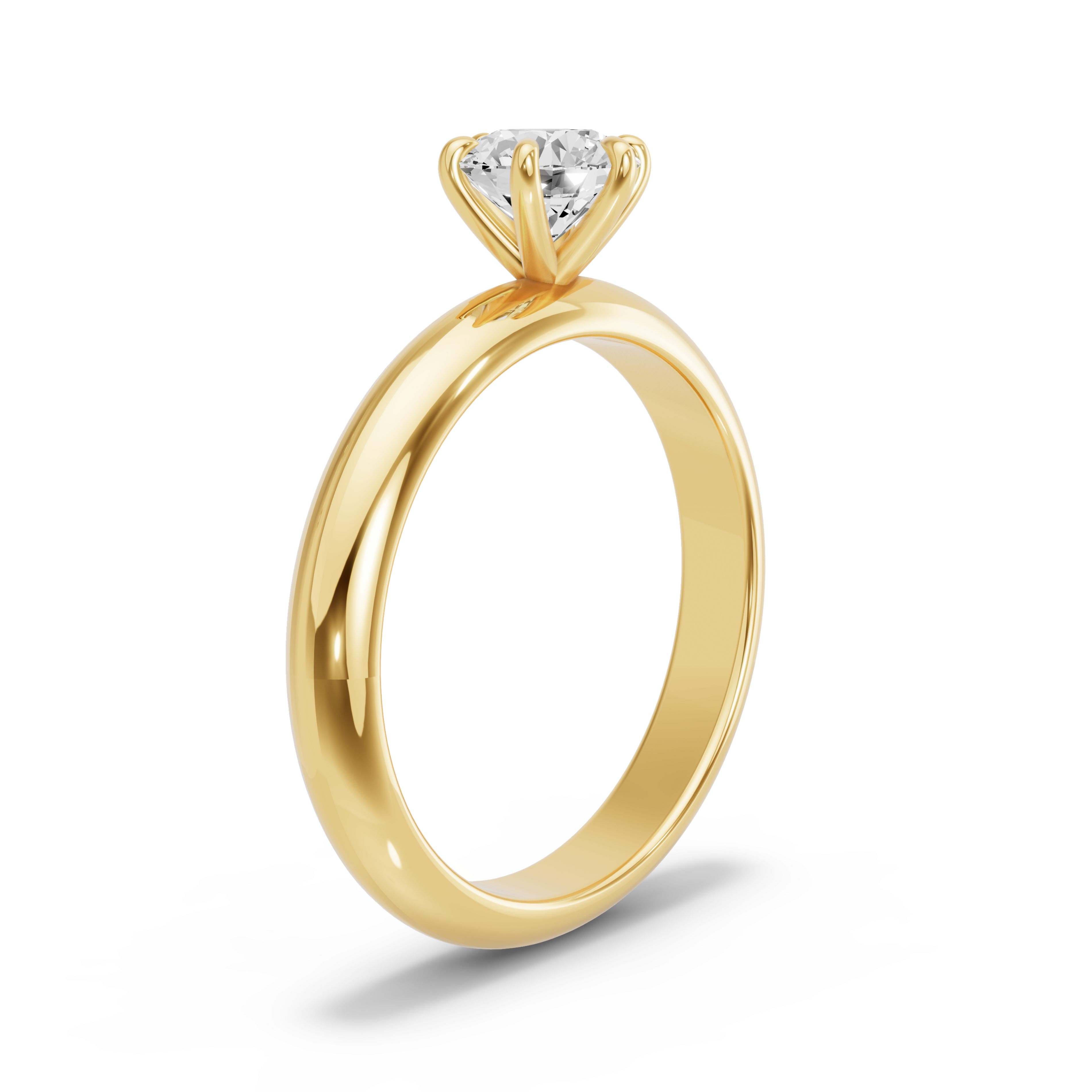 Image for Round Six Prong Ring with Knife Edge Solitaire band in 14K Yellow Gold