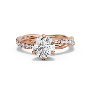 Image for Round Six Prong Ring with Rope Pave band