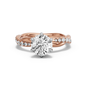 Image for Round Six Prong Ring with Rope Pave band