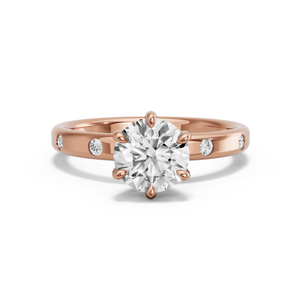 Image for Round Six Prong Ring with Sleek Accent band