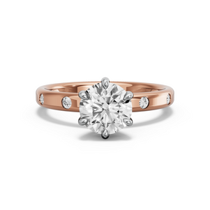 Image for Round Six Prong Ring with Sleek Accent band