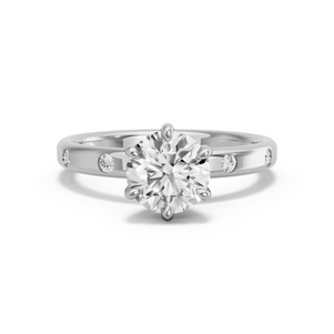 Image for Round Six Prong Ring with Sleek Accent band