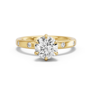 Image for Round Six Prong Ring with Sleek Accent band