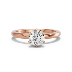Image for Round Six Prong Ring with Solitaire band