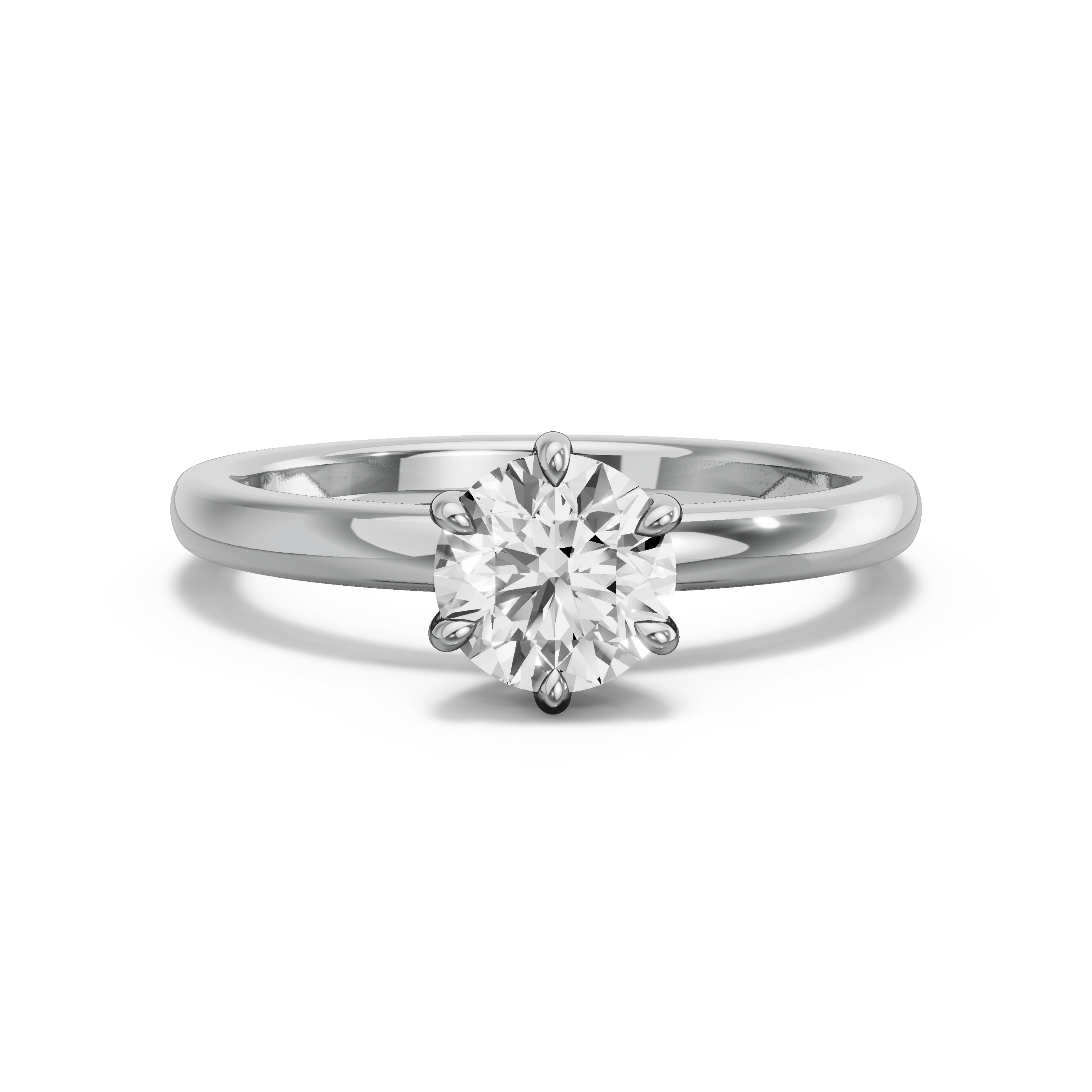 Image for Round Six Prong Ring with Solitaire band in 950 Platinum