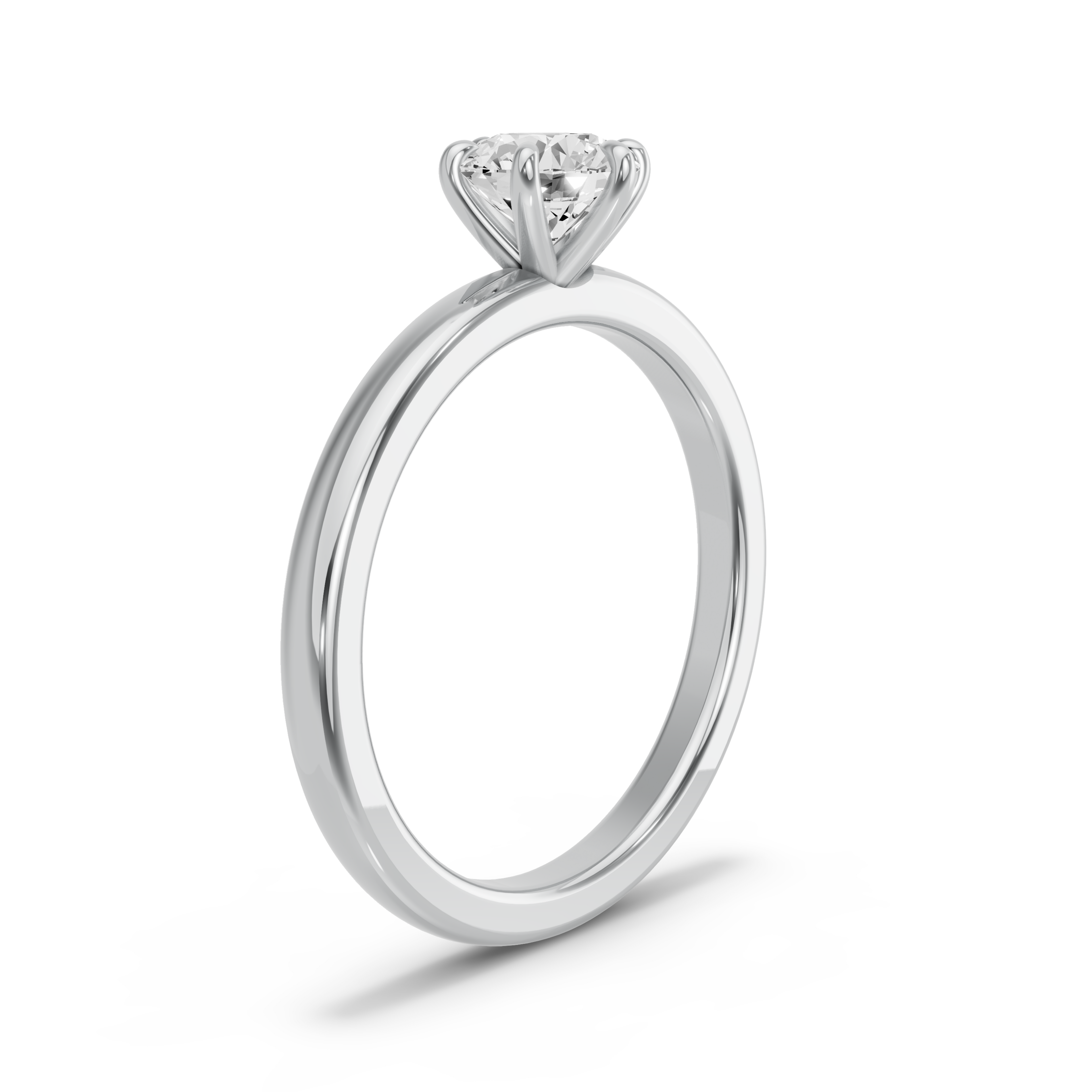 Image for Round Six Prong Ring with Solitaire band in 950 Platinum