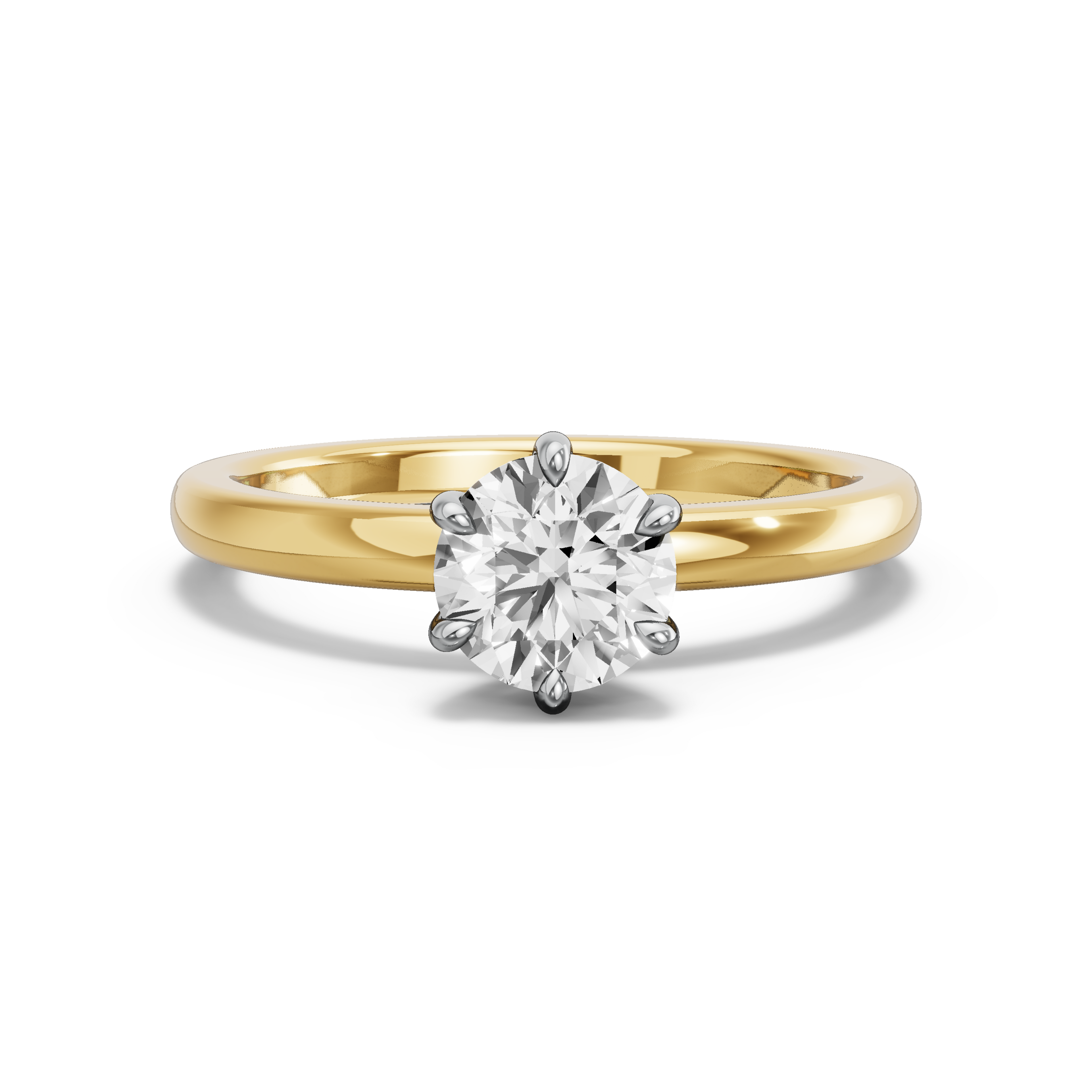 Image for Round Six Prong Ring with Solitaire band in 10K Two Tone Yellow Gold