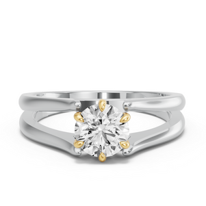Image for Round Six Prong Ring with Split Ring Solitaire band