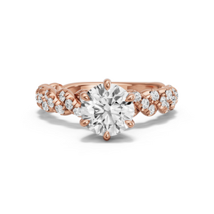 Image for Round Six Prong Ring with Twist Pave band