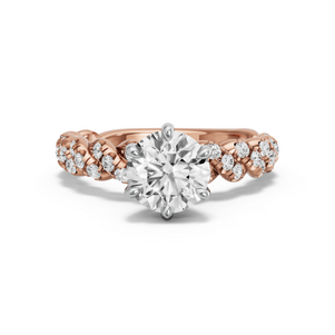 Image for Round Six Prong Ring with Twist Pave band