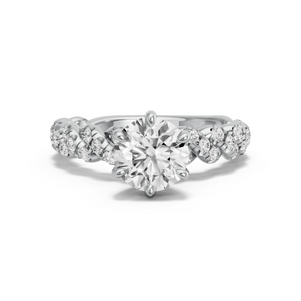 Image for Round Six Prong Ring with Twist Pave band