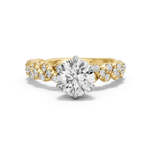 Image for Round Six Prong Ring with Twist Pave band