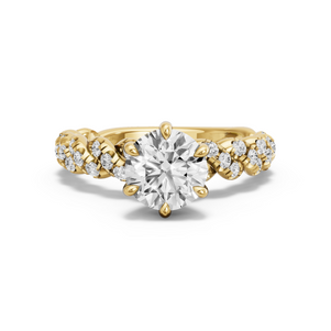 Image for Round Six Prong Ring with Twist Pave band