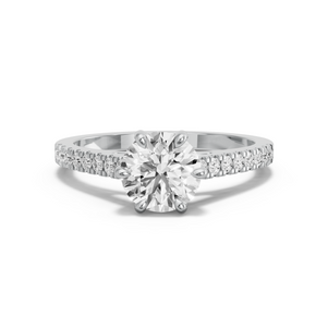 Image for Round Six Prong diamond Ring with Cathedral Pave band