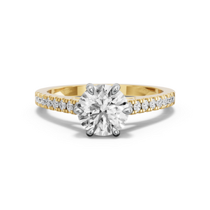 Image for Round Six Prong diamond Ring with Cathedral Pave band