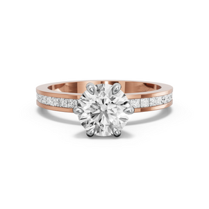 Image for Round Six Prong diamond Ring with Channel band