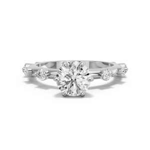 Image for Round Six Prong diamond Ring with Floating Station band