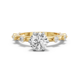 Image for Round Six Prong diamond Ring with Floating Station band