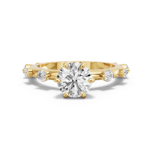 Image for Round Six Prong diamond Ring with Floating Station band